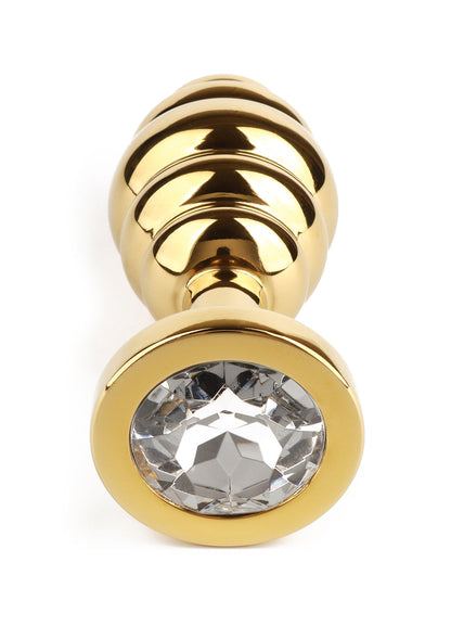 Dop anal metalic spiralat, mare – oțel inoxidabil, cu bijuterii, 3,8 cm