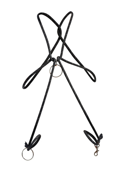 Frânghie pentru inel de penis neagră – accesoriu reglabil din piele vegană pentru bondage