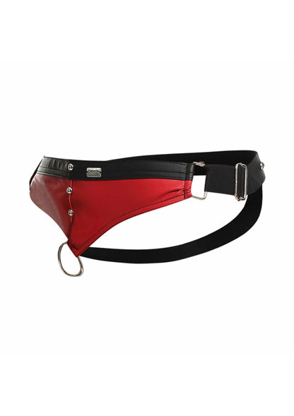 Jockstrap Cockring Roșu – Lenjerie intimă atletică bărbătească din piele ecologică